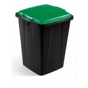 Durable DURABIN ECO 80% Recycled Plastic Waste Recycling Bin 90 Litre Black with Green Lid - VEH2023030